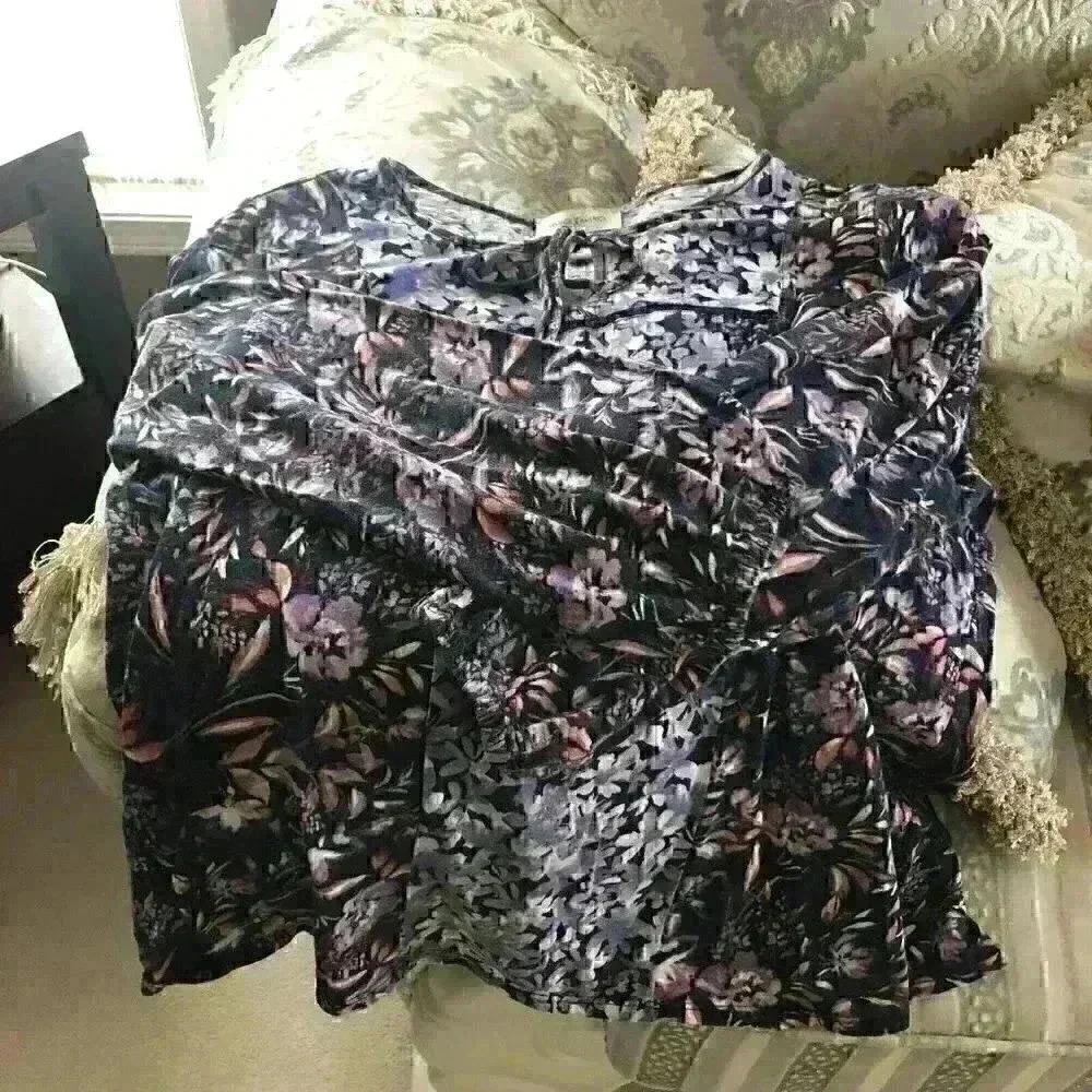 Vintage America Emerson Boho Floral Flowy Cottagecore Hippie Purple - Picture 6 of 11